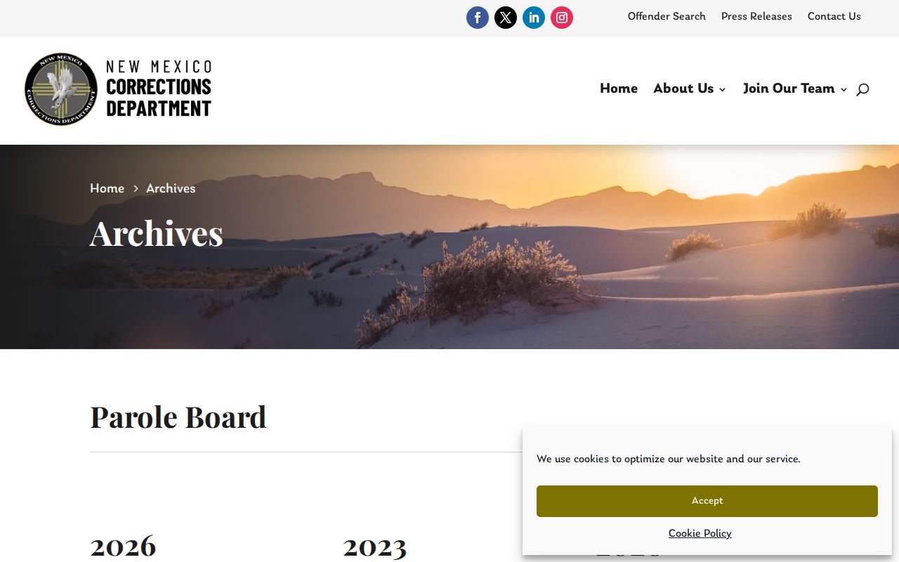 Sandoval County parole records in the New Mexico Parole Board archive